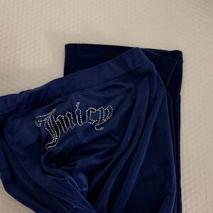 Juicy Couture Navy Velour Pants with Silver Embellishments